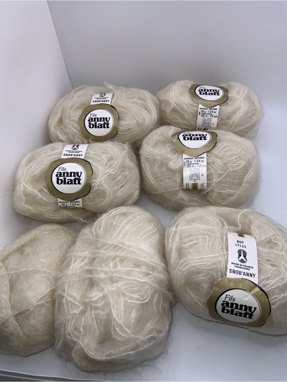 vintage fluffy wool viscose yarn made in france anny blatt 7 balls 350 grams